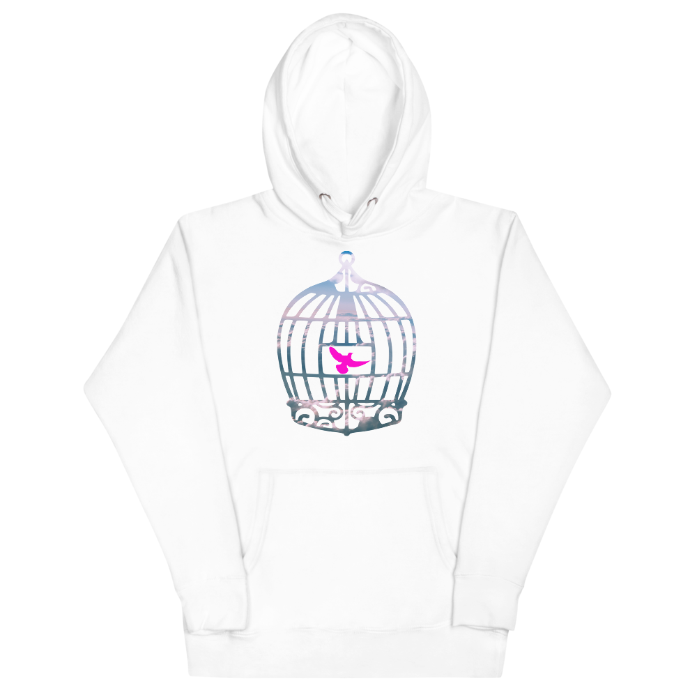 Uncaged | Pink On White Hoodie